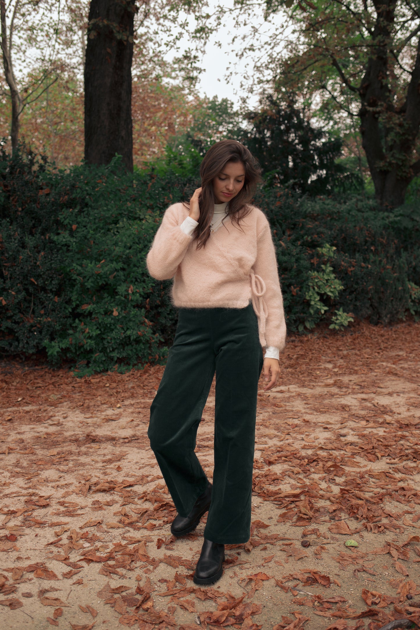 Pantalon palazzo vert bouteille