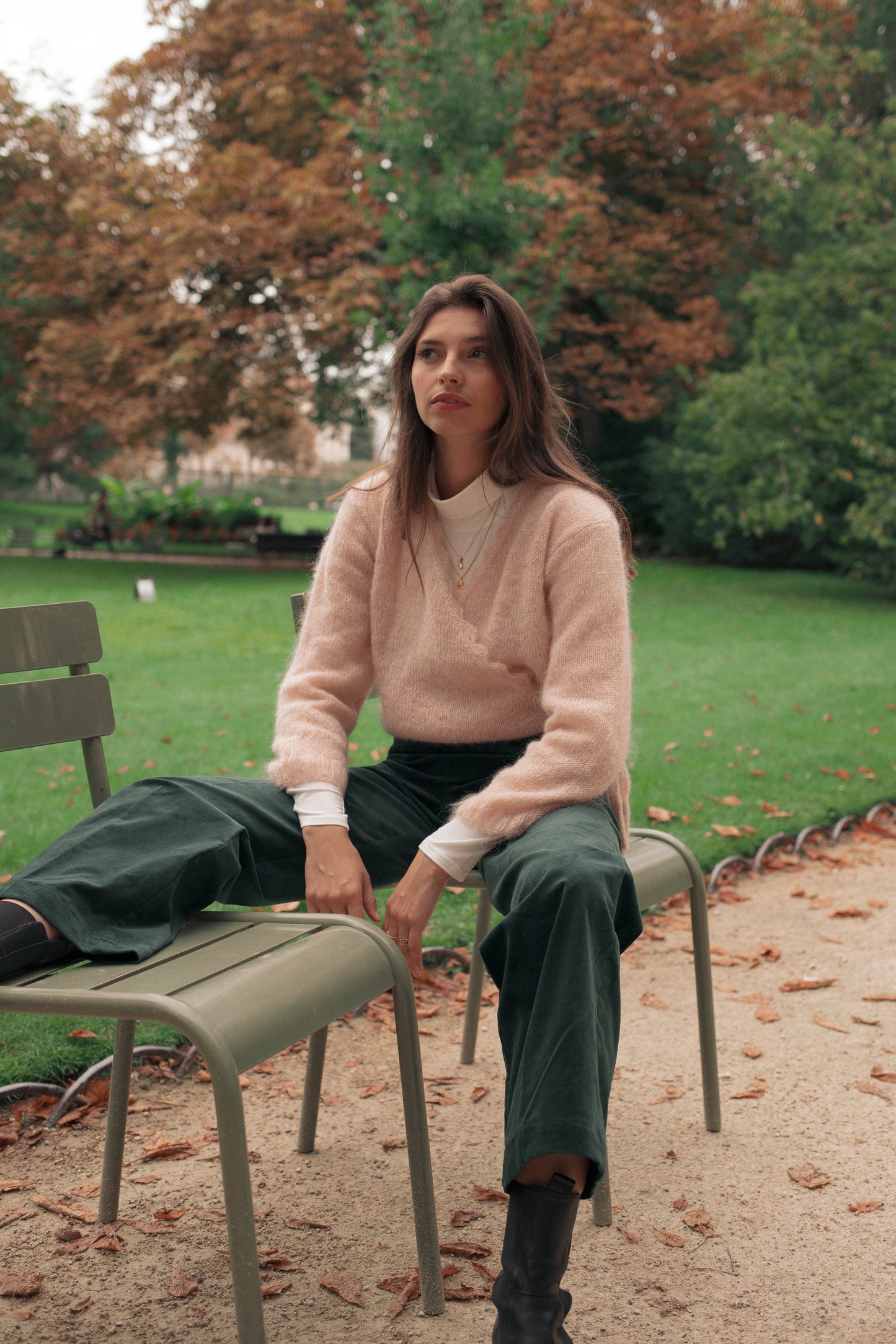 Pantalon palazzo vert bouteille