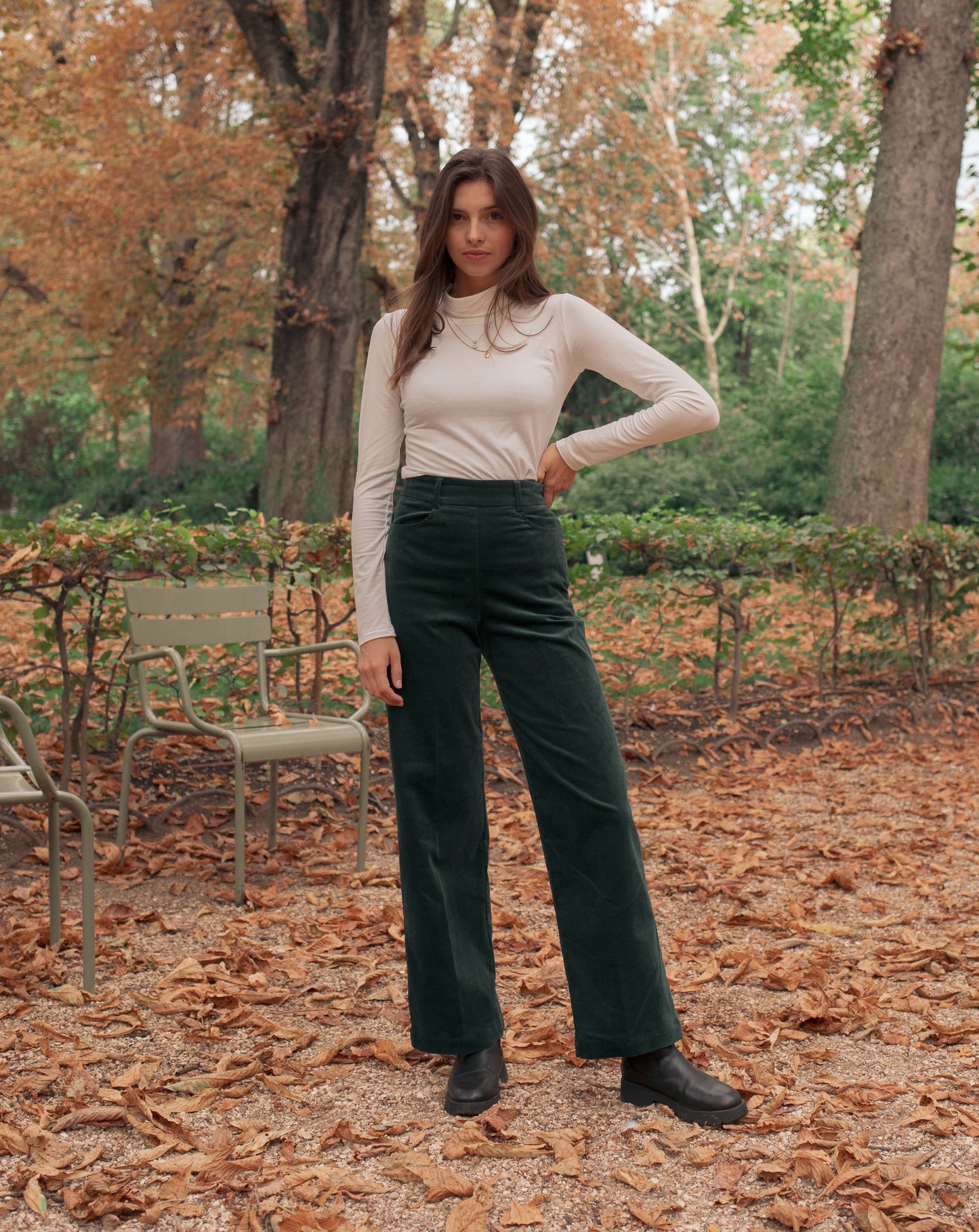 Pantalon palazzo vert bouteille