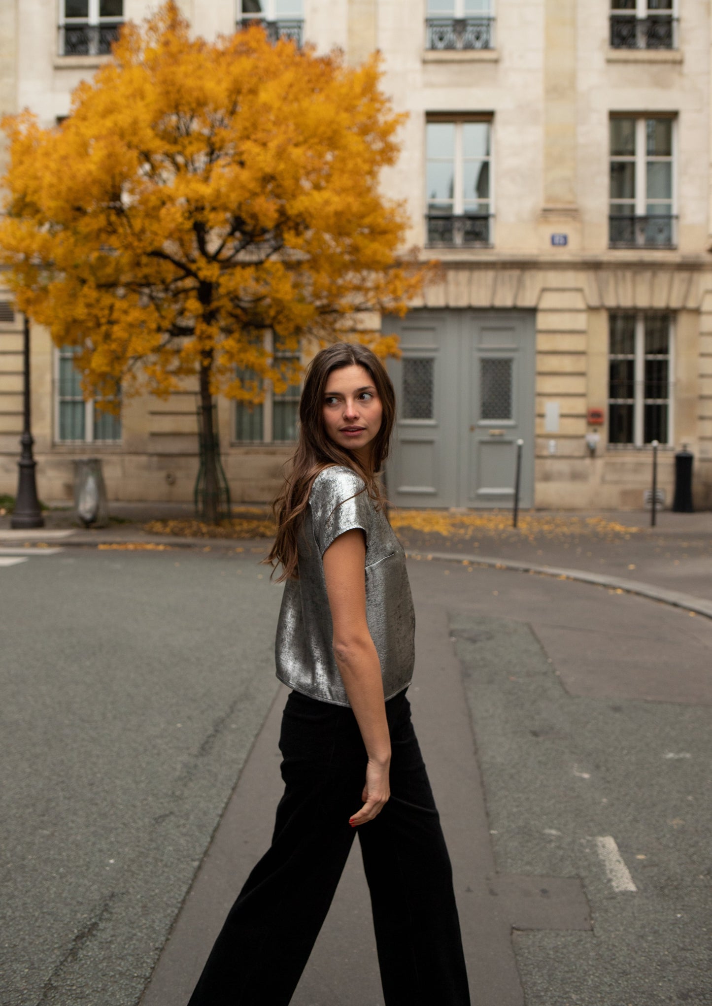 Blouse Reine noire-argentée