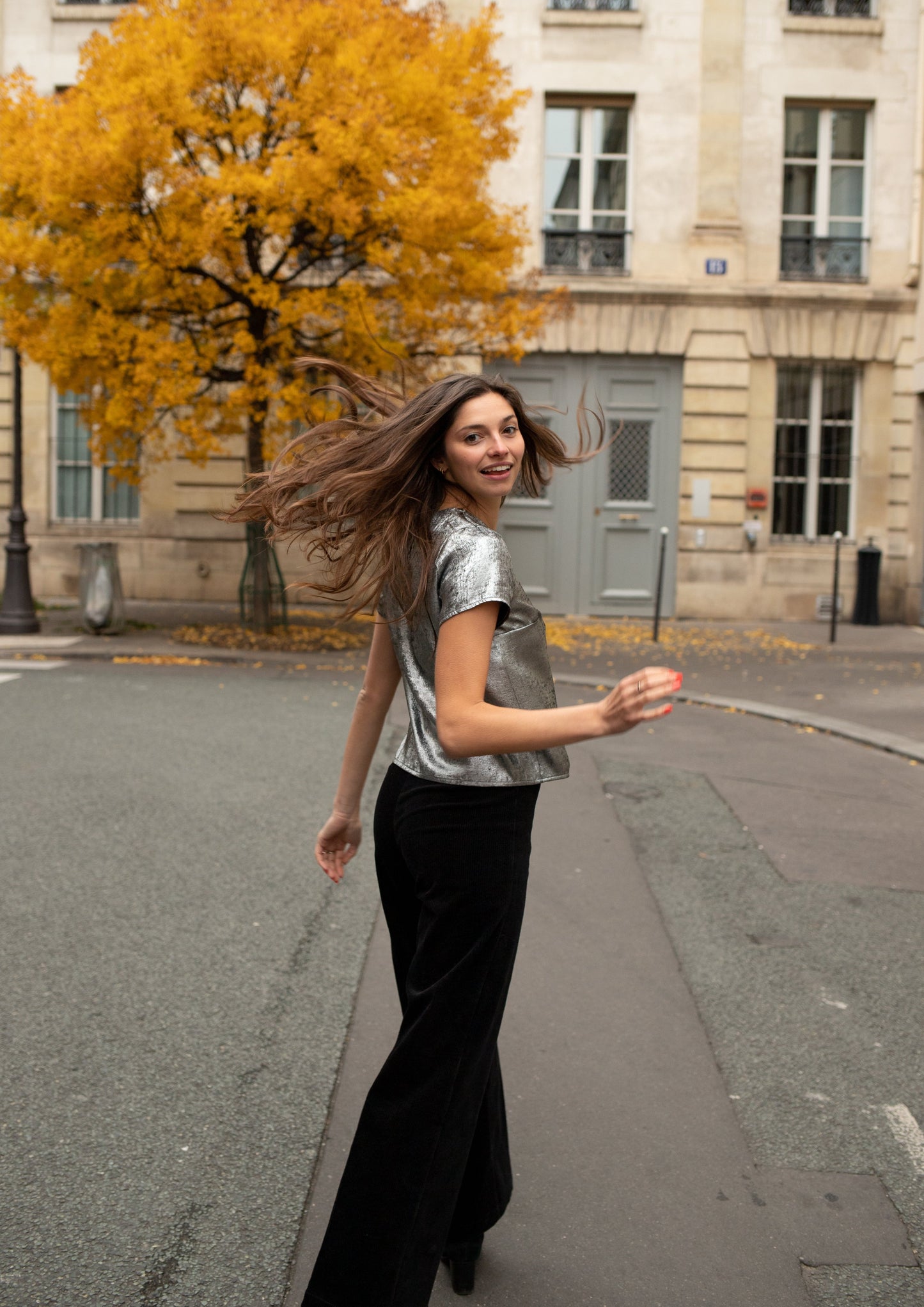 Blouse Reine noire-argentée