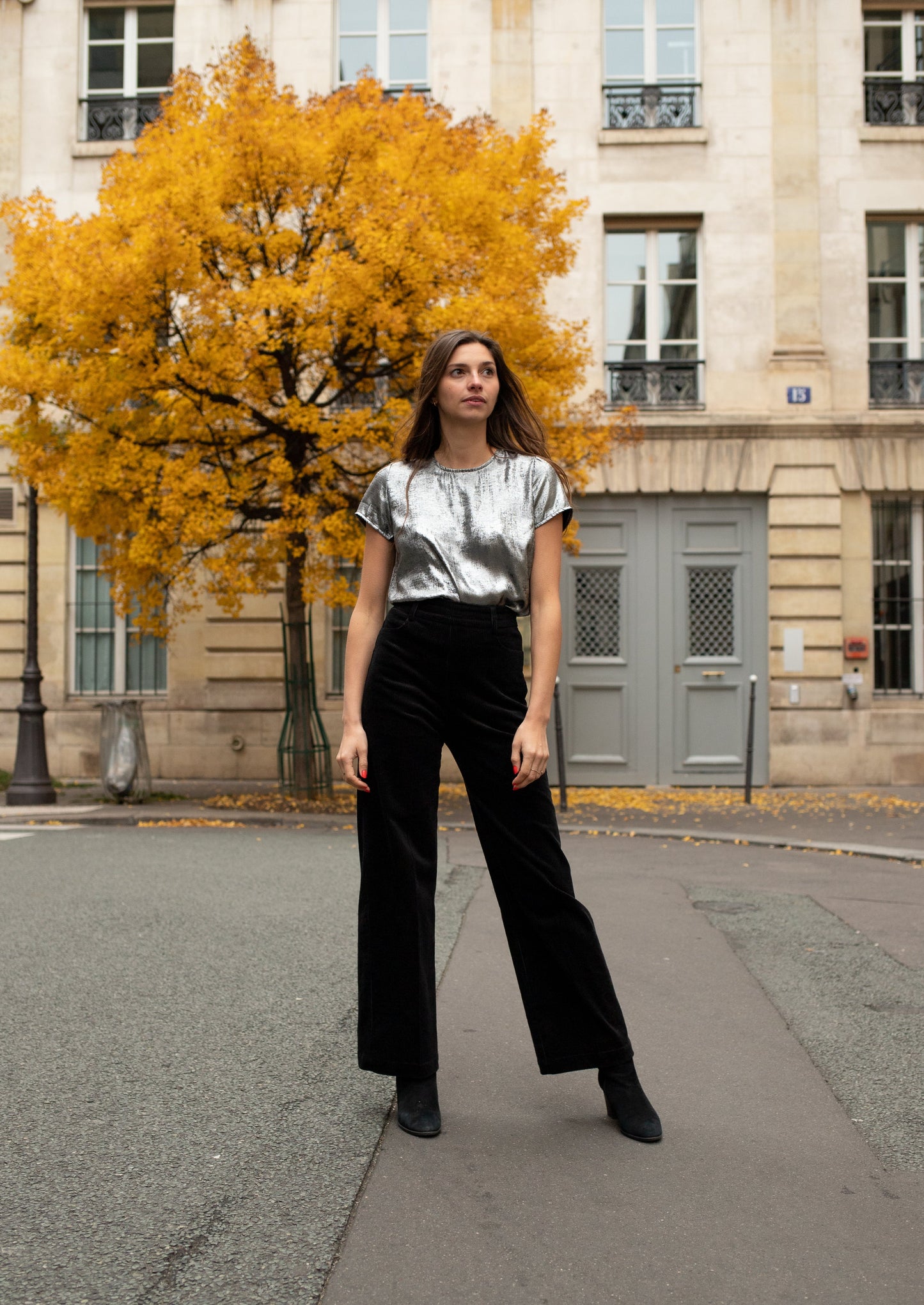 Blouse Reine noire-argentée