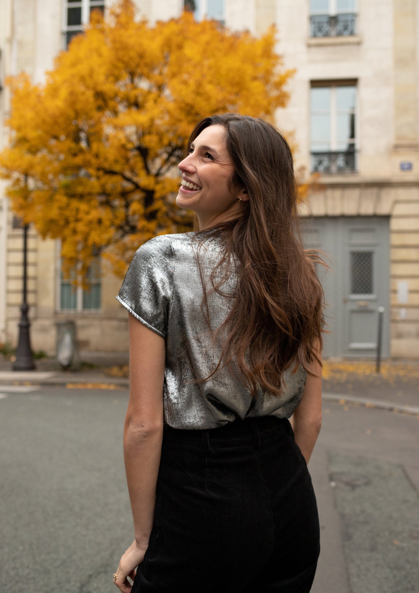 Blouse Reine noire-argentée