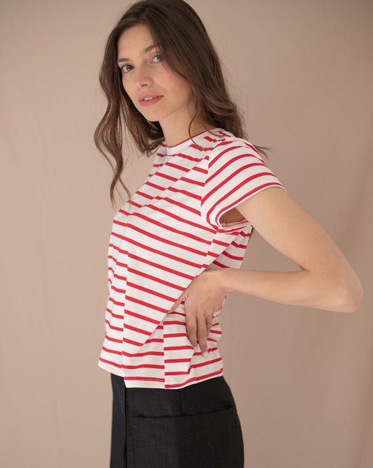 T-shirt marinière rouge