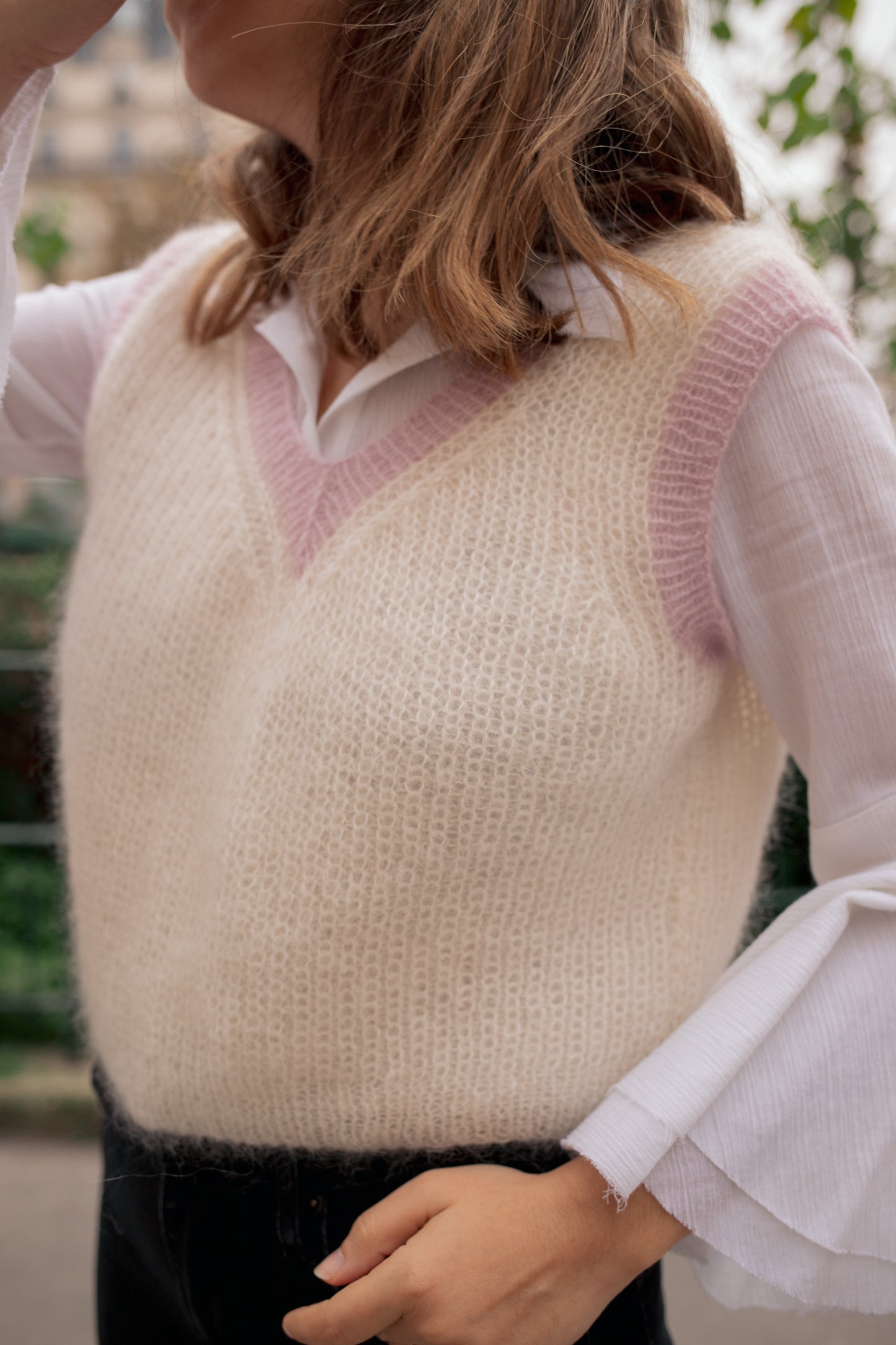 Pull sans manche n°2 vanille fraise